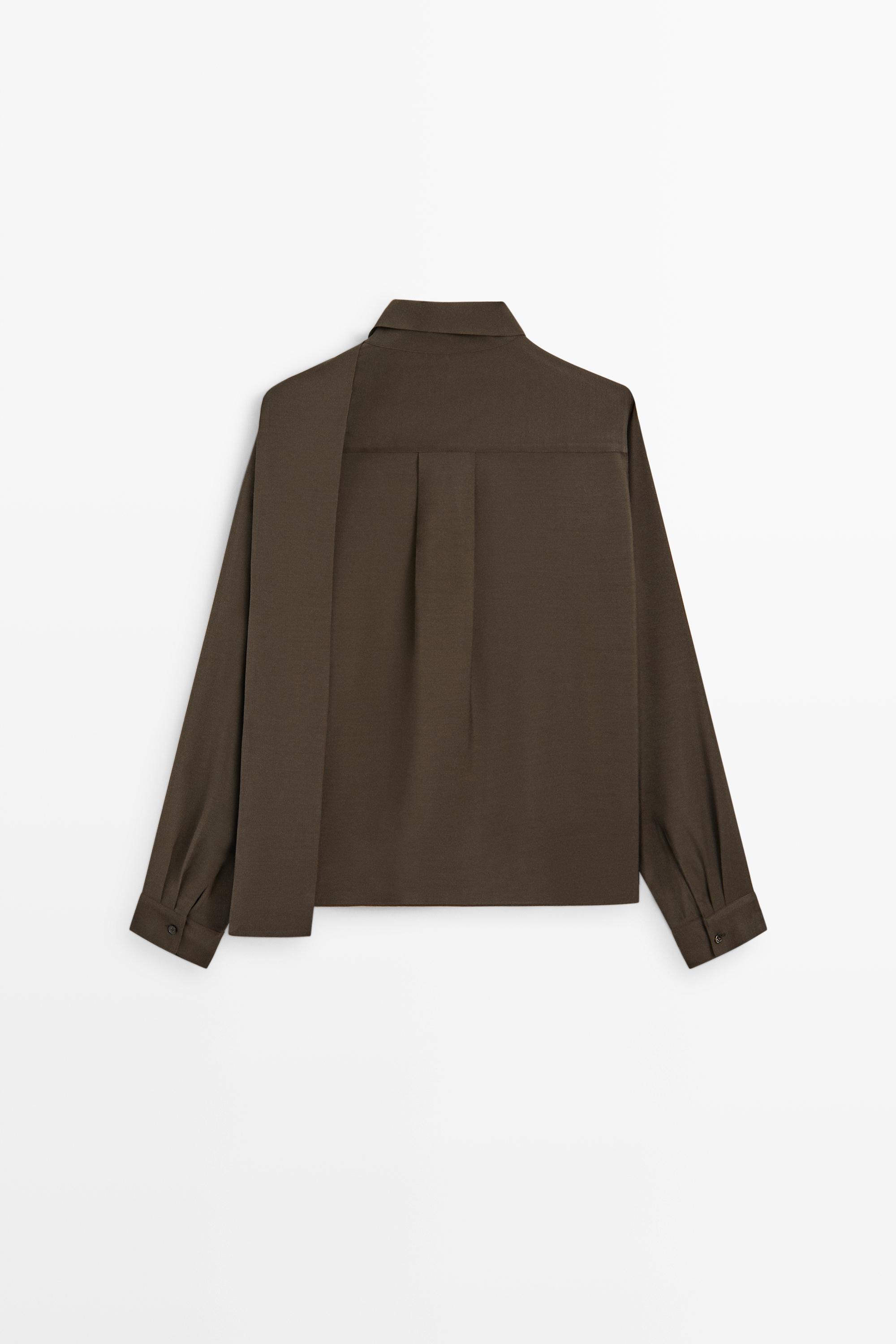 Semi-sheer shirt with tie detail